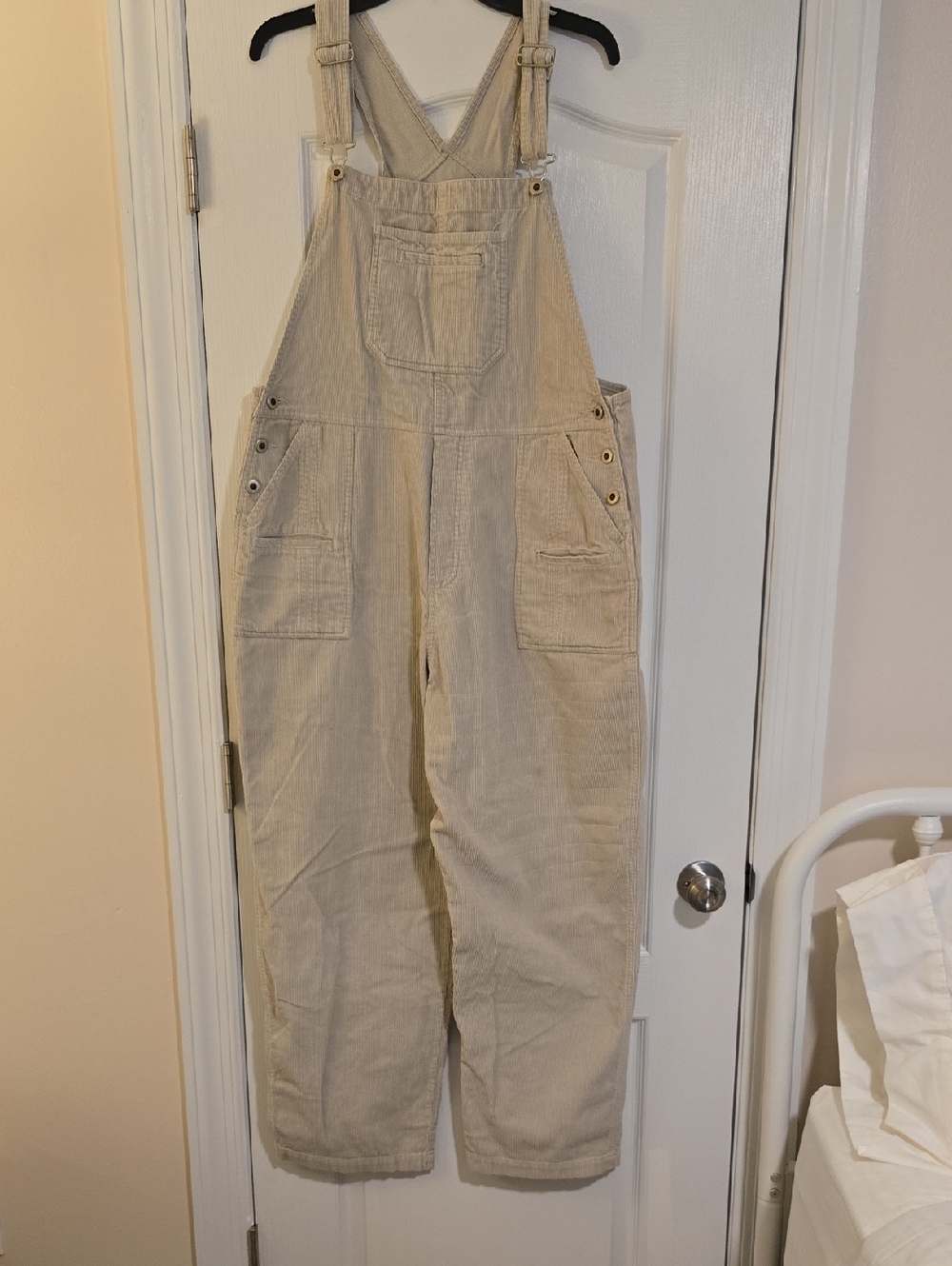 Carolina Blues Neutral Corduroy Women's Overalls - Beige